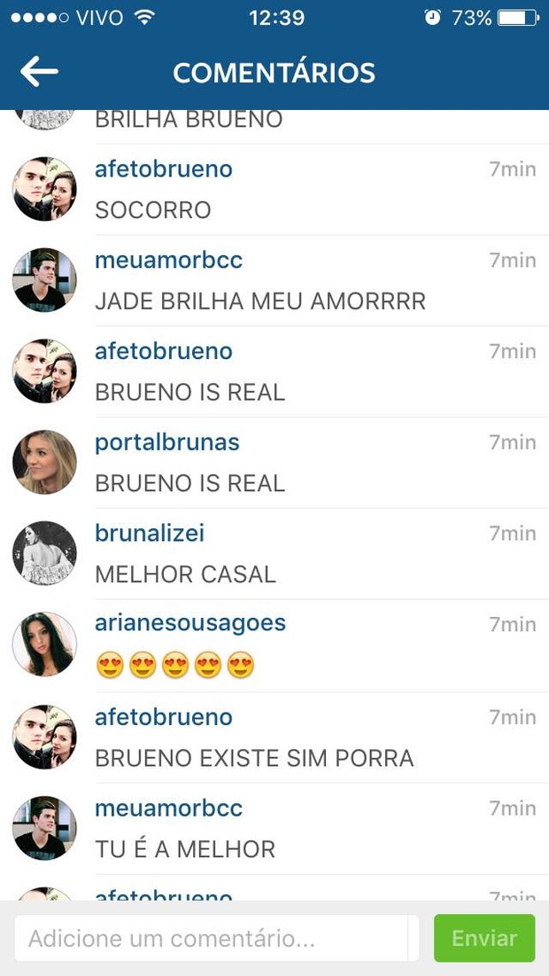 Fãs torcem por Bruna Santana e Breno Cesar (Foto: Reprodução / Instagram)