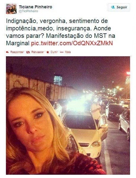 Ticiane Pinheiro reclama de engarrafamento (Foto: Reprodução/Instagram)