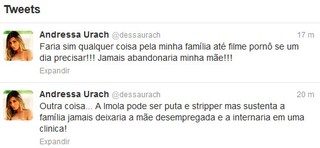 Andressa Urach sobre Bárbara Evans no Twitter (Foto: Twitter/ Reprodução)