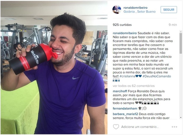 Ronaldo Ribeiro posta homenagem a Cristiano Araújo (Foto: Instagram / Reprodução)
