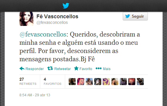 Fernanda Vasconcellos no twitter (Foto: Reprodução/ Twitter)
