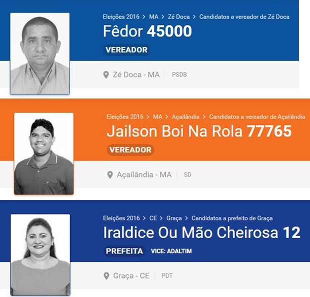 Candidatos com nomes estranhos (Foto: reprodução / eleicoes2016.com.br)