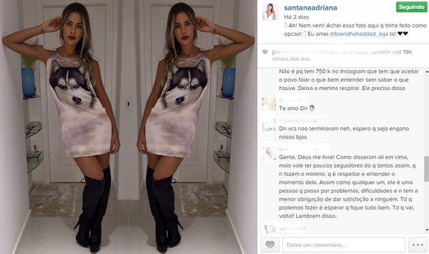 Fãs comentam sobre possibilidade de fim do namoro de Rodrigão e Adriana (Foto: Reprodução/Instagram)