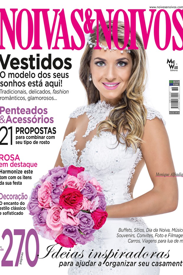 Monique Alfradique está na capa da edição 76 da revista Noivas&amp;Noivos (Foto: Fabio Tieri/Divulgação)