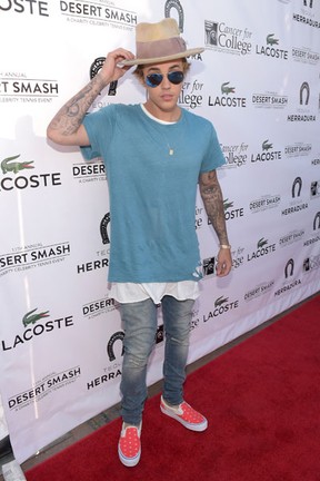 Justin Bieber em evento beneficente na Califórnia, nos Estados Unidos (Foto: Jason Kempin/ Getty Images/ AFP)