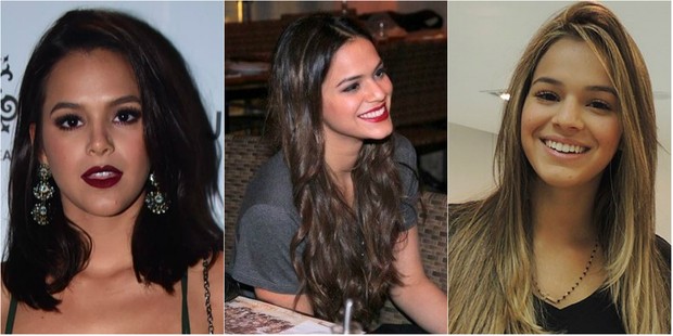 Bruna Marquezine em três fases diferentes: com cabelos curtos, longos e com mechas castanhas (Foto: Reprodução do Instagram)