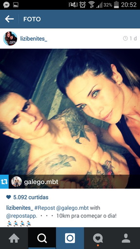 Galego e Lizi Benites em foto postada pelo personal e compartilhada pela ex-panicat (Foto: Reprodução/Instagram)