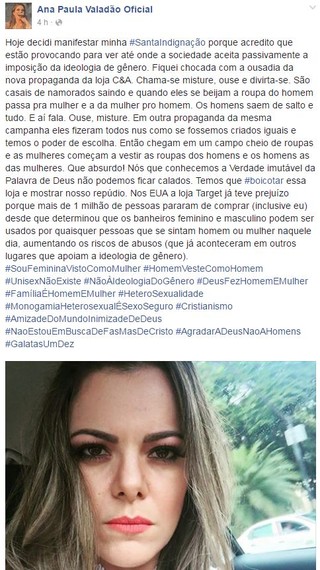 Post de Ana Paula Valadão Oficial no facebook (Foto: Reprodução / Facebook)