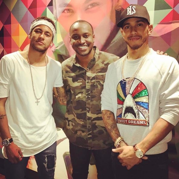 Neymar, Thaiguinho, Lewis Hamilton (Foto: Reprodução/ Instagram)