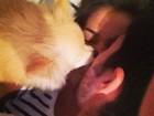 Ex-BBB Adriana publica foto de beijo triplo com Rodrigão e cadela