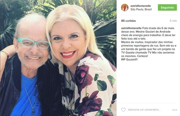Astrid Fontenelle presta homenagem ao apresentador Goulart de Andrade, que morreu aos 83 anos (Foto: Reprodução do Instagram)