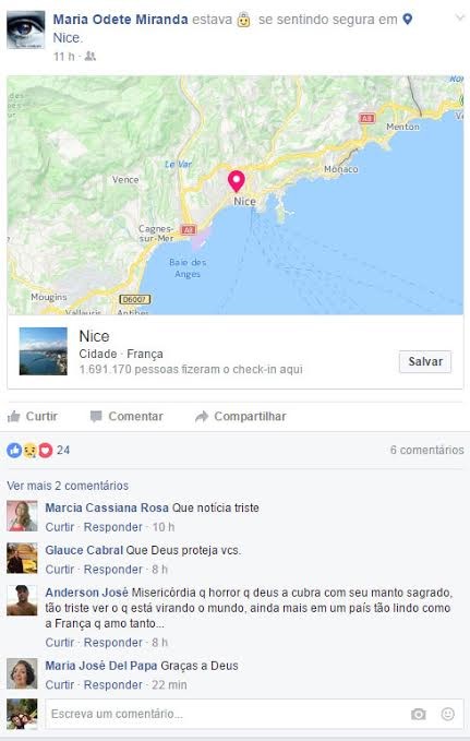 Gretchen compartilhou a sua localização em Nice (Foto: Reprodução / Facebook)