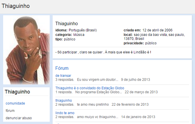 Orkut - Thiaguinho (Foto: Reprodução / Orkut)