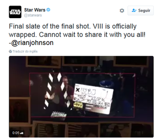 Perfil oficial de Star Wars anuncia fim das filmagens (Foto: Reprodução/Twitter)