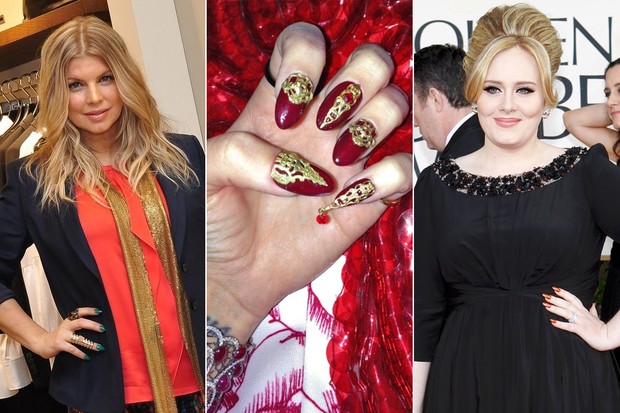 Unhas stiletto - Fergie, Katy Perry e Adele (Foto: Roberto Teixeira / EGO || Getty Images || Reuters)