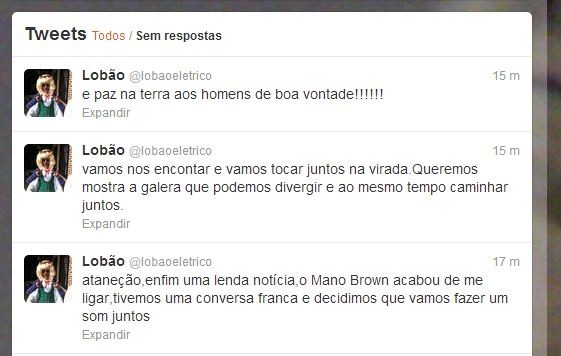 Lobão anuncia as pazes com Mano Brown (Foto: Twitter / Reprodução)