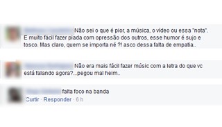 Comentários no post da Banda Renatinho (Foto: Reprodução/Facebook)