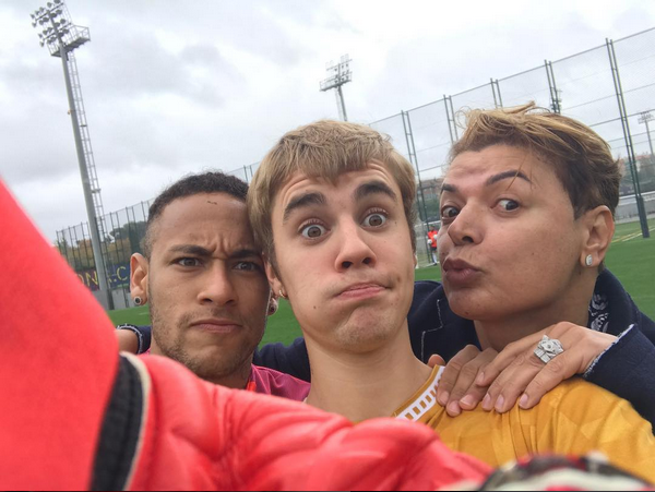 Neymar, Justin Bieber e David Brazil (Foto: Reprodução/Instagram)
