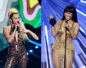 Miley Cyrus e Nicki Minaj (Foto: Getty Images / AFP)