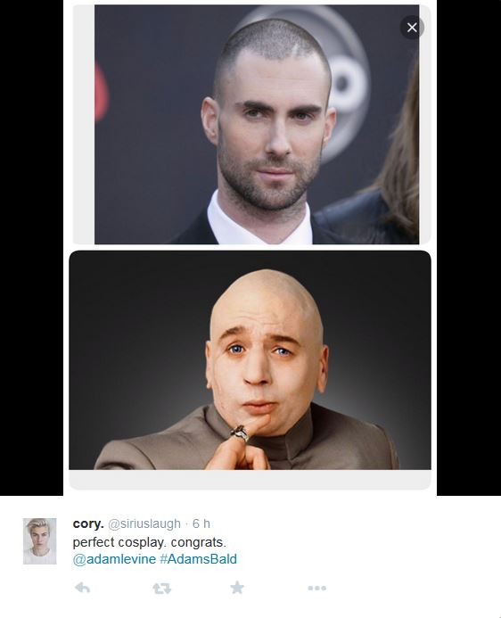 Adam Levine raspa o cabelo e inspira memes (Foto: Twitter / Reprodução)