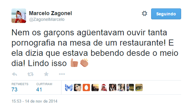 Marcelo Zagonel no Twitter (Foto: Reprodução/Twitter)