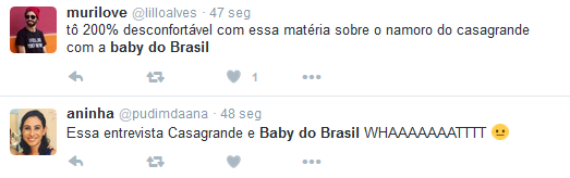 Pessoas comentam relacionamento de Walter Casagrande e Baby do Brasil (Foto: Reprodução/Twitter)