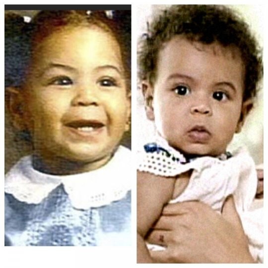 Beyoncé quando crianças e Blue Ivy (Foto: Reprodução/Instagram)