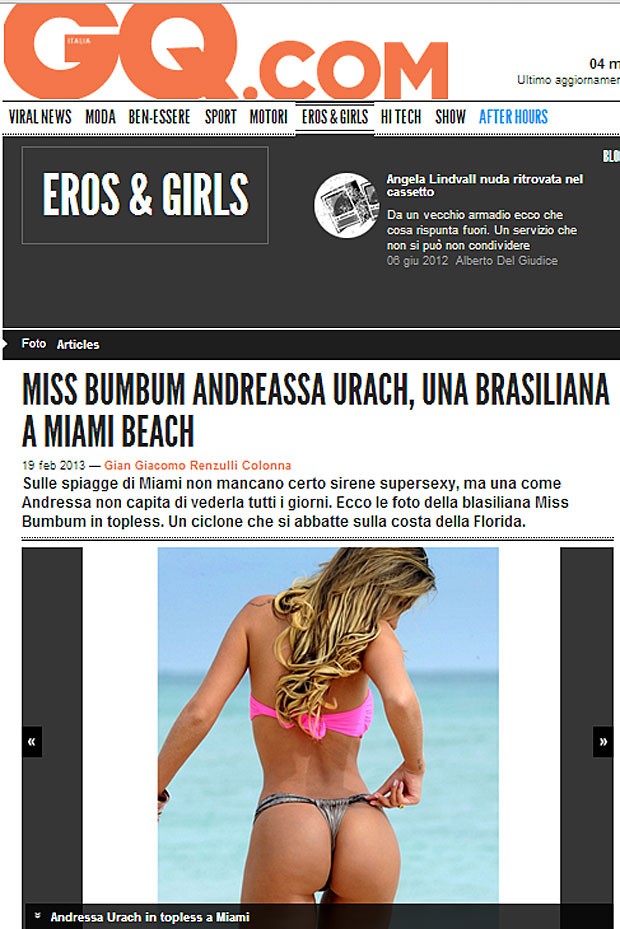Andressa Urach é destaque em site de revista italiana (Foto: Reprodução)