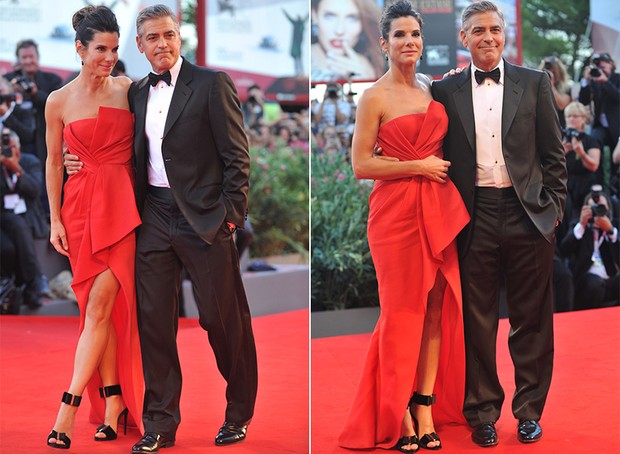 Sandra Bullock e George Clooney no Festival de Veneza (Foto: AFP / Agência)