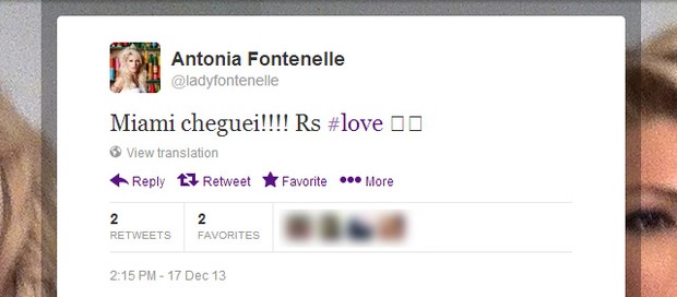 Antônia Fontenelle diz que chegou em Miami (Foto: Twitter / Reprodução)