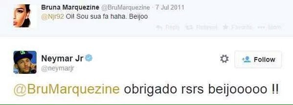 Primeira interação de Bruna Marquezine e Neymar (Foto: Reprodução/Twitter)