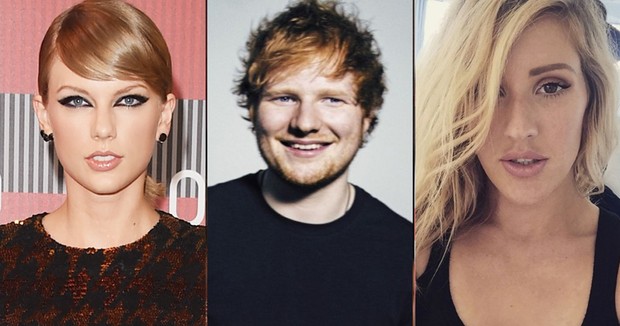 Taylor Swift, Ed Sheeran e Ellie Goulding (Foto: Reprodução)