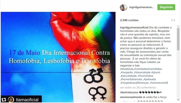 Ingrid Guimarães fala sobre homofobia  (Foto: Reprodução / Instagram)
