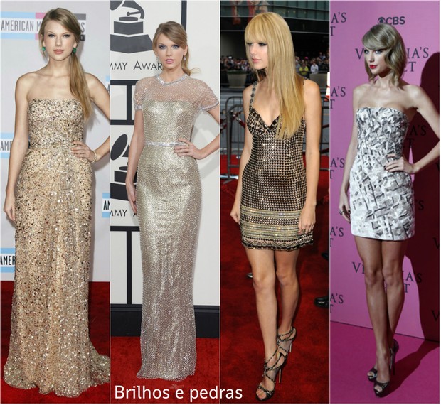Taylor Swift adora um brilho e um vestido bordado com pedras (Foto: Getty Image)