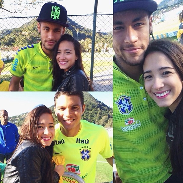 Amanda Luz, sobrinha de Ronaldo, com Neymar e Thiago Silva (Foto: Reprodução/Instagram)