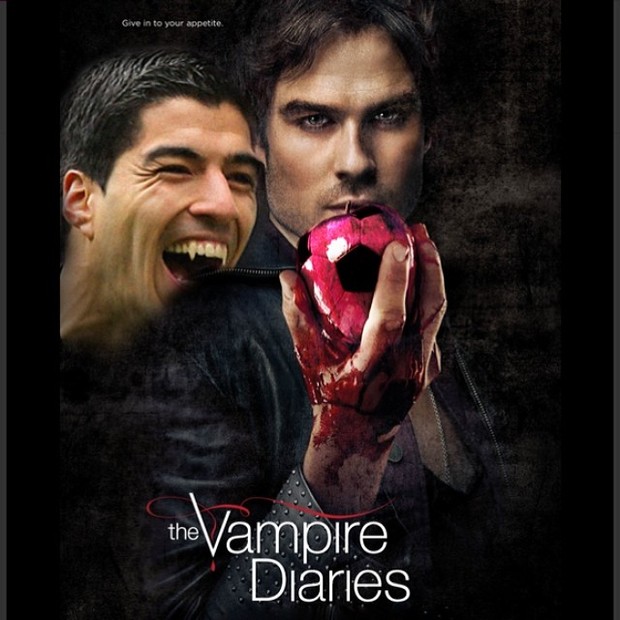 Ian Somerhalder, astro de &#39;The Vampire Diaries&#39;, em montagem ao lado do jogador uruguaio Luis Suárez (Foto: Instagram/ Reprodução)