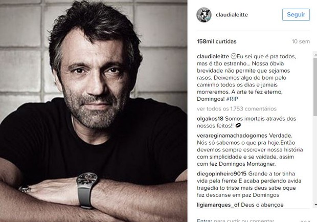 Assim como Ivete Sangalo, o post mais curtido de Claudia Leitte em 2016 foi o que ela prestou homenagem ao ator Domingos Montagner, no dia da morte dele, em 15 de setembro: 158 mil (Foto: Reprodução/Instagram)