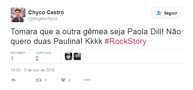 Comentários sobre novela Rock Story (Foto: Reprodução / Twitter)