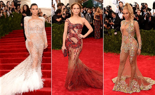Kim Kardashian, Jennifer Lopez e Beyoncé (Foto: Getty Images / AFP)