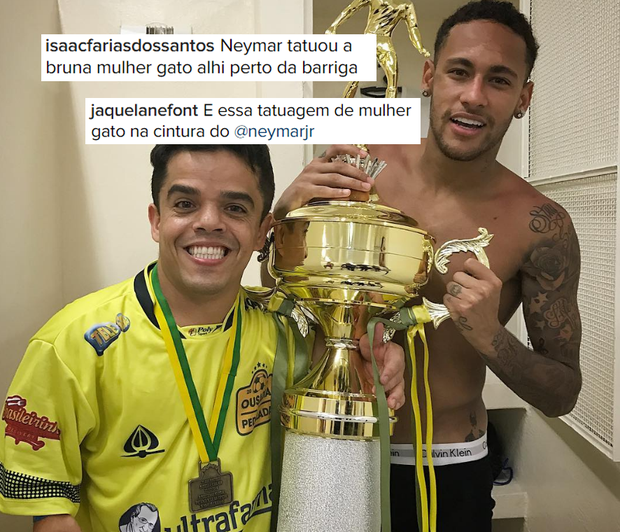 Fãs observam tatuagem de Neymar (Foto: Reprodução/Instagram)