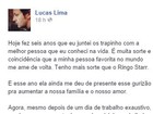 Lucas Lima se declara para Sandy por seis anos de casados