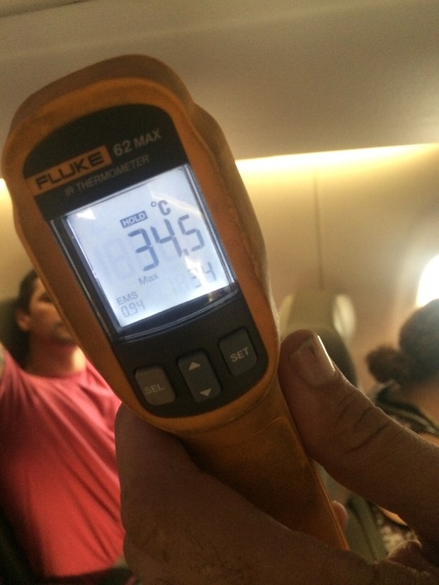 Temperatura dentro do avião que estavam Melão e Solange Gomes  (Foto: Arquivo Pessoal)
