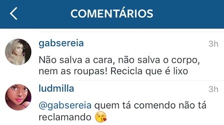 Comentários no instagram de Ludmilla (Foto: Instagram / Reprodução)