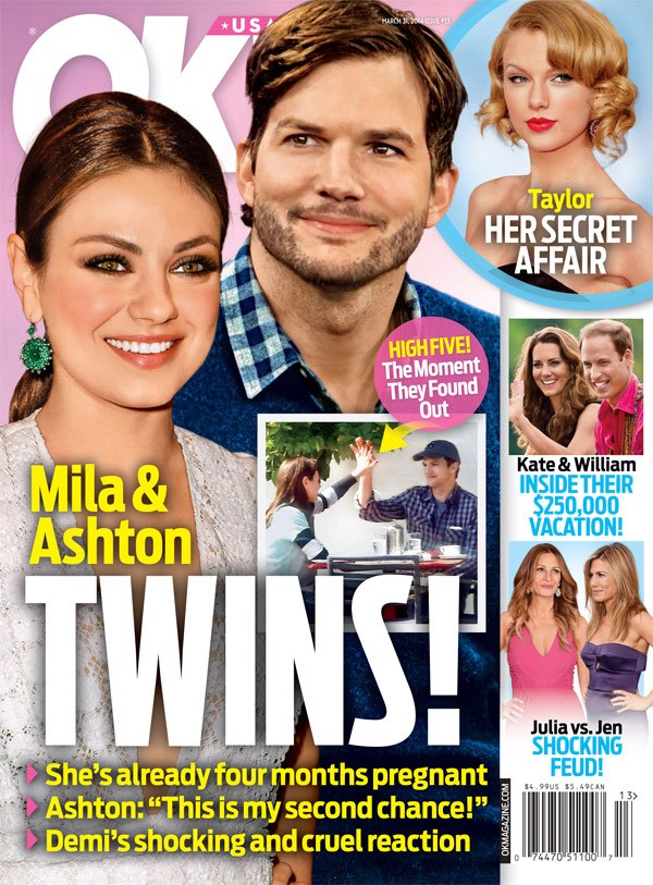 Mila Kunis e Ashton Kutcher (Foto: Revista/Reprodução)