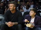 David Beckham e Jack Nicholson levam os filhos a jogo de basquete