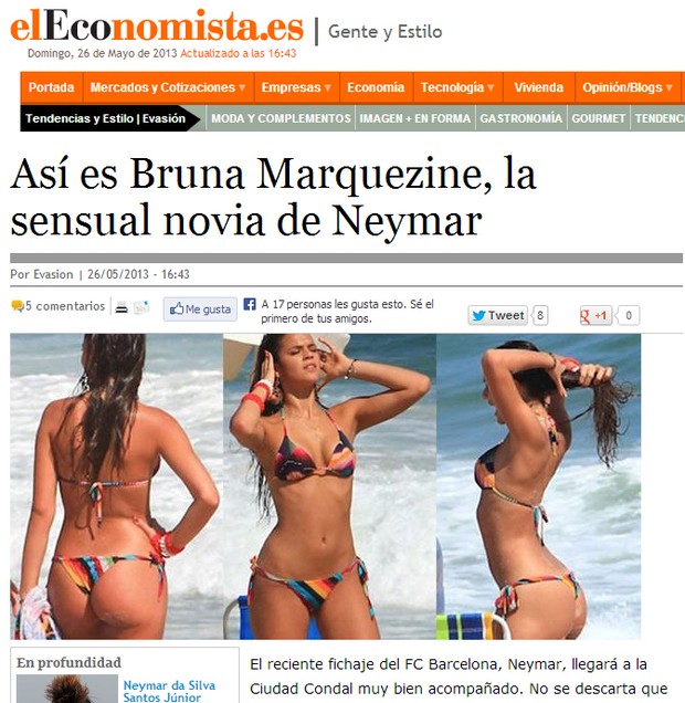 Bruna Marquezine em site estrangeiro (Foto: Reprodução / eleconomista.es)