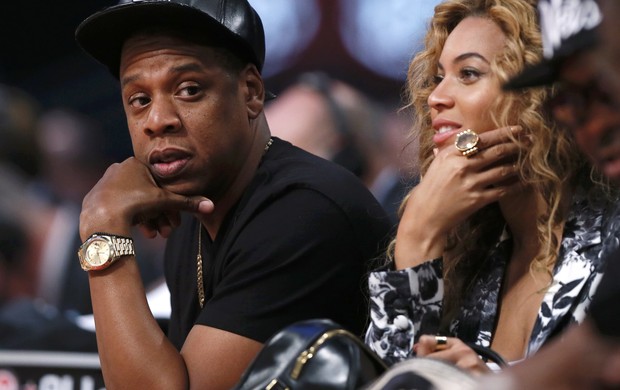 Beyoncé com o marido Jay-Z no NBA All-Star Game (Foto: Reuters)