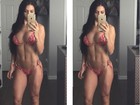 Bella Falconi faz selfie e exibe corpo musculoso 