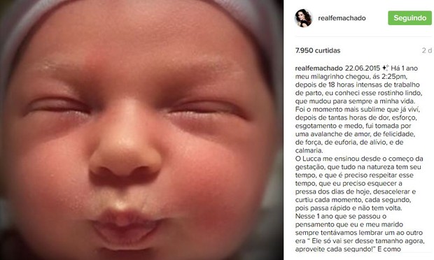 Fernanda Machado posta declaração para o filho Lucca (Foto: Instagram / Reprodução)