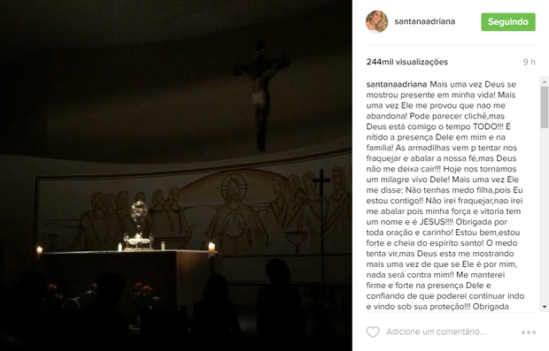 Ex-BBB Adriana fala pela primeira vez sobre o assalto a mão armada (Foto: Reprodução / Instagram)